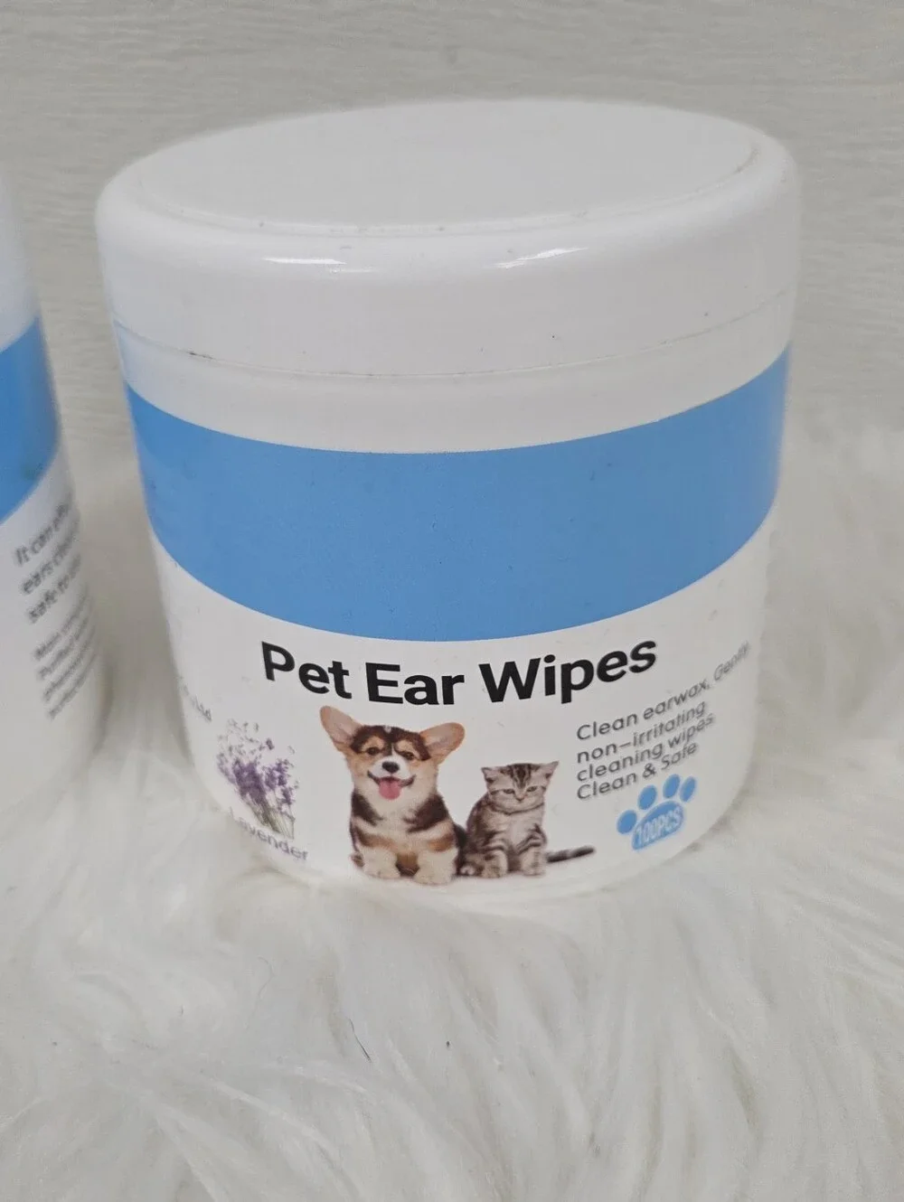 Pet Ear Wipes - Blue & White Canisters (2 Pack)